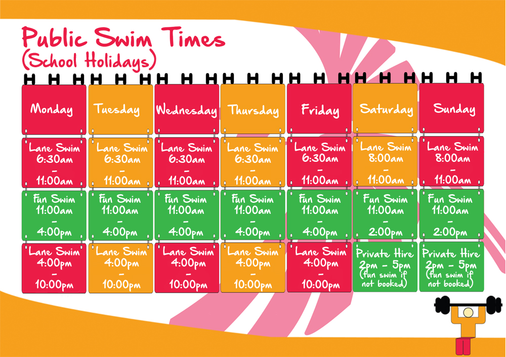 Holiday pool Timetable - updated Feb 2025