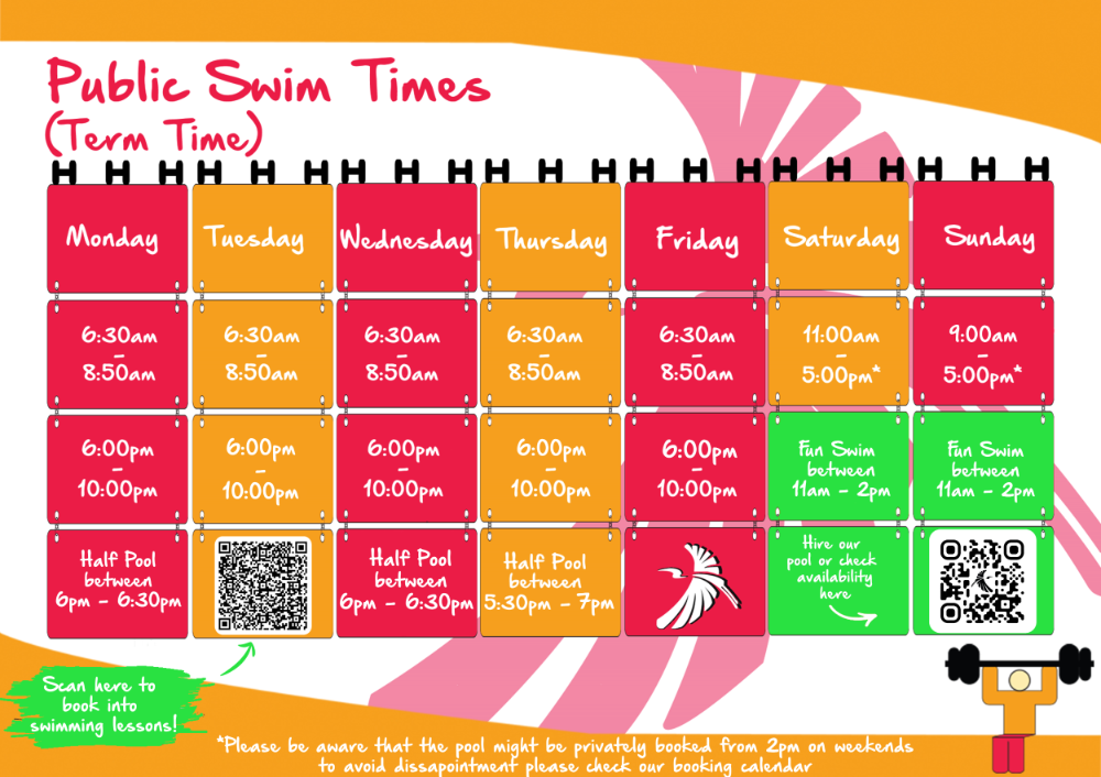 April Swimming Timetable